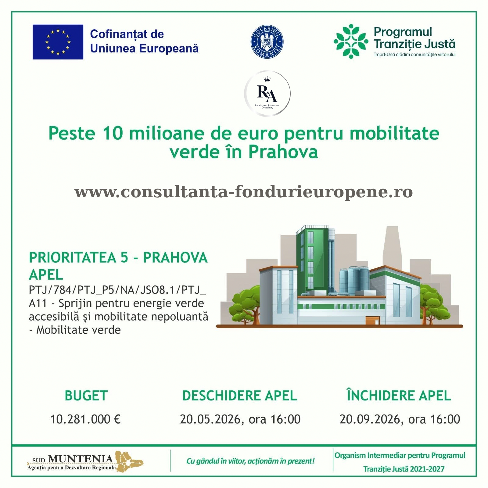 Peste 10 milioane de euro pentru mobilitate verde în județul Prahova prin Programul Tranziție Justă 2021–2027